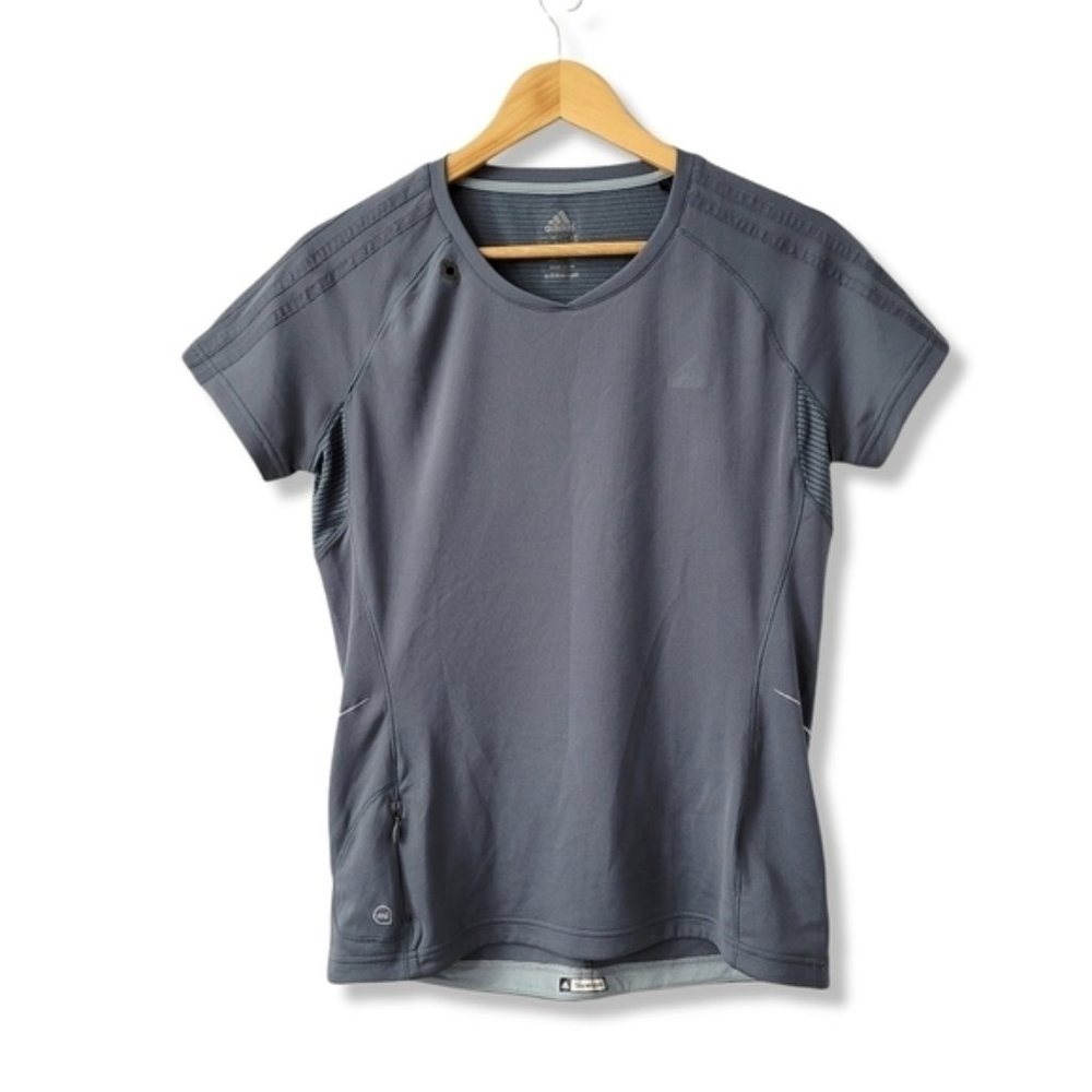 Adidas Running Jogging Short Sleeve Athletic Shirt Womens Size Large Grey